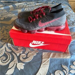 Nike Black and Burgundy Air VaporMax Shoes